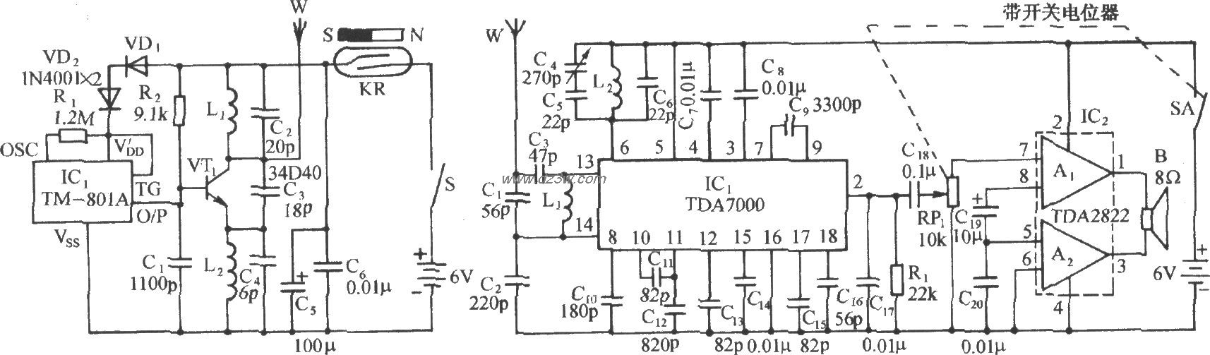 密室防入无线报叫器电路电路图