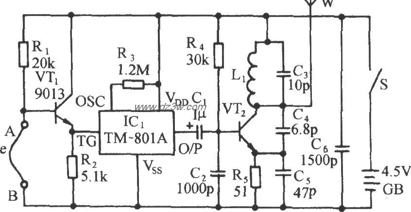 牲畜护栏断线报叫无线发电路图