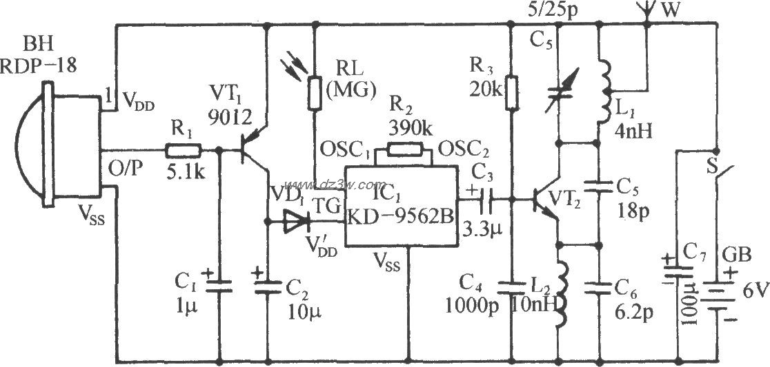 银行、密室防范保安无线电路图