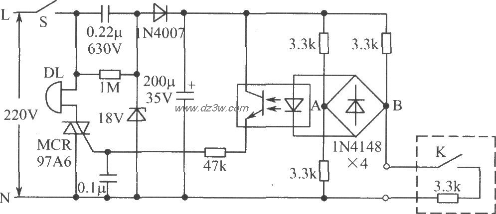 杂物间被撬报警器电路图