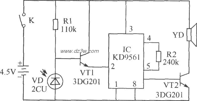 光敏二极管组成的防盗报电路图