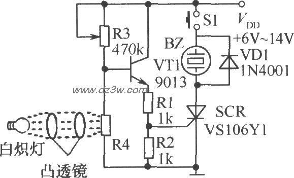 光束阻断报警器电路电路图
