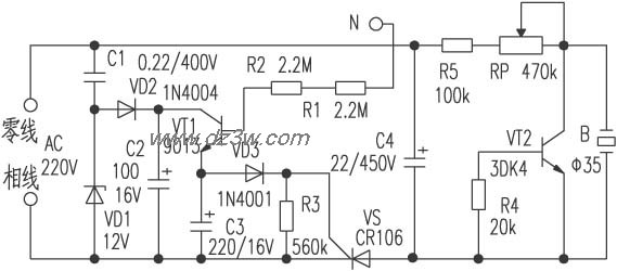 触摸式报警器电路电路图
