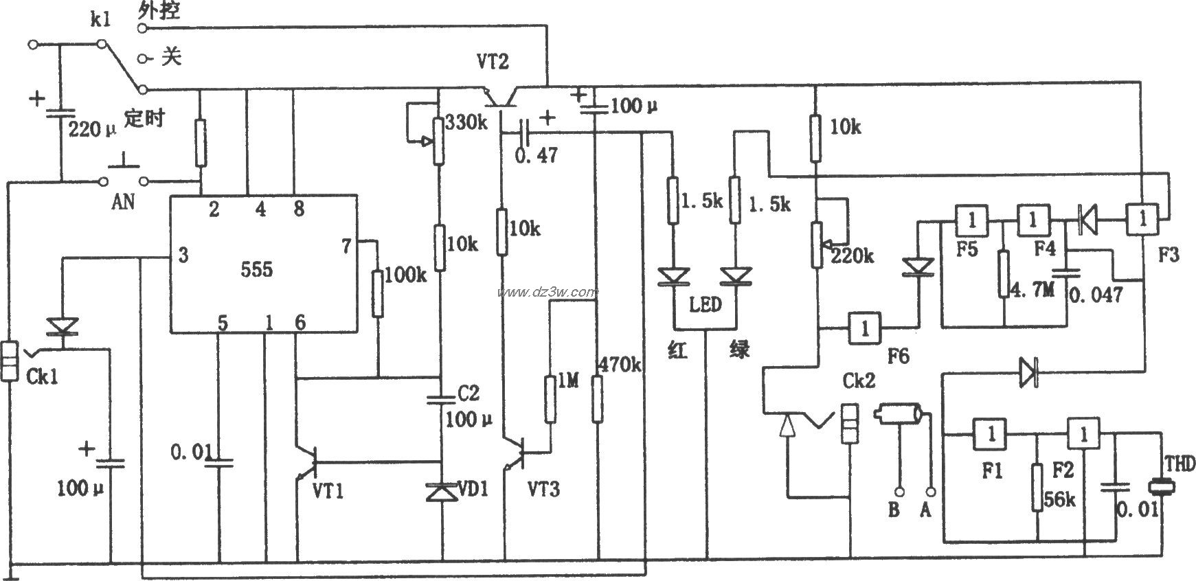 通用多功能报警和定时器电路图