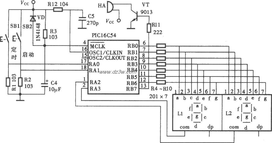 厨房定时报警电路电路图