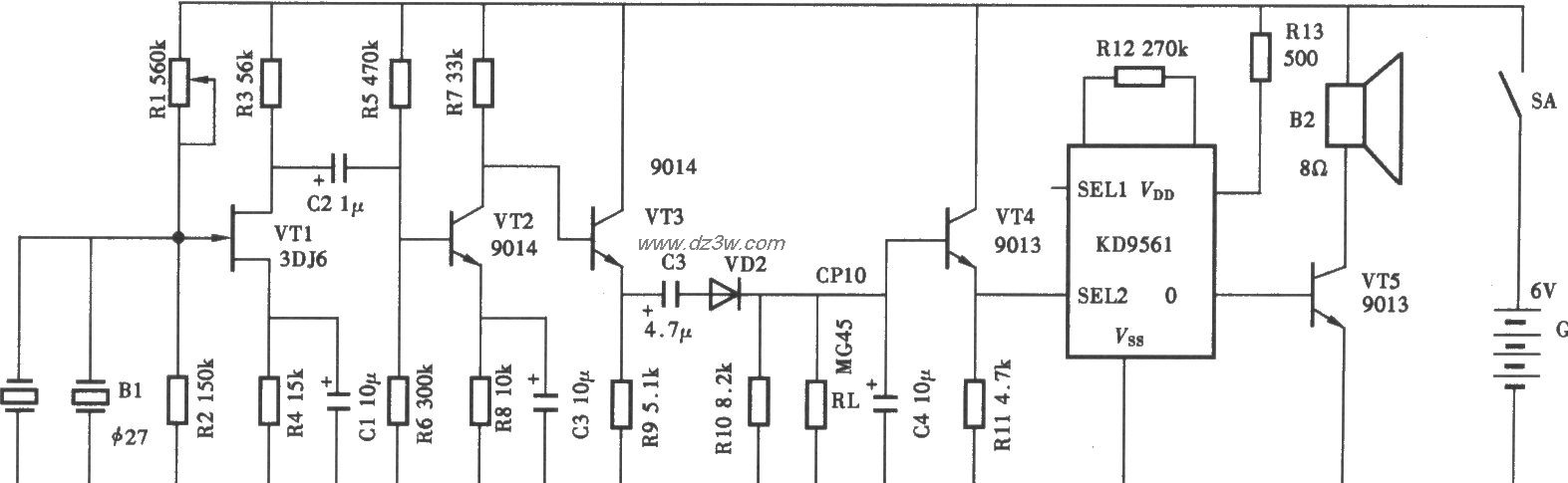 声光控制报警器电路电路图