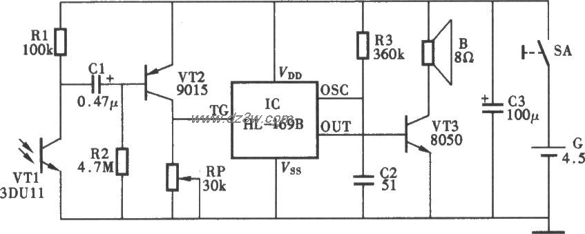 光控语音防盗报警器电路电路图