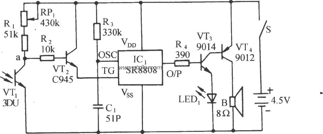 液化气灶熄火声光报讯电电路图