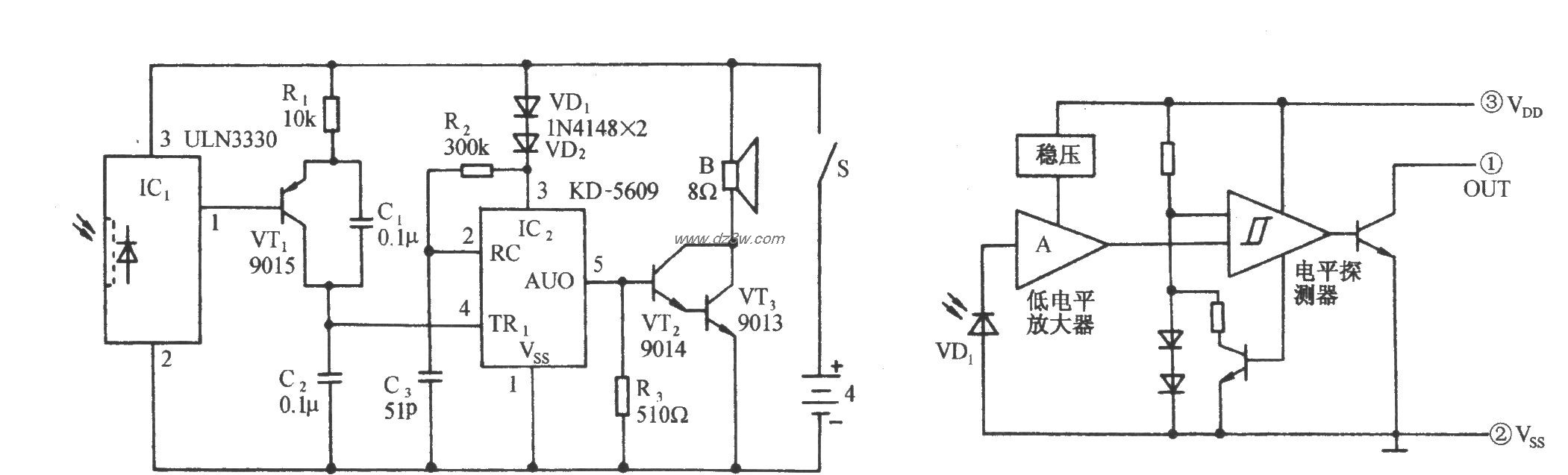 光照不足鸡鸣告戒电路电路图