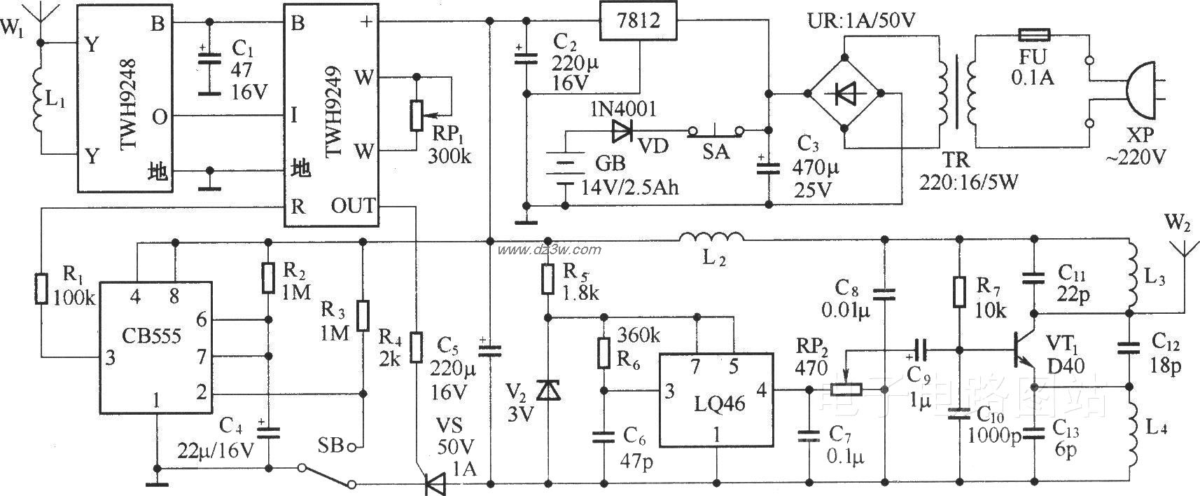 雷达监控语言报警器电路图