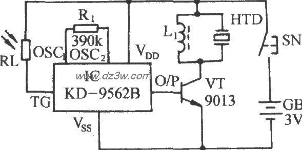 袖珍钱屉防盗报警器电路电路图