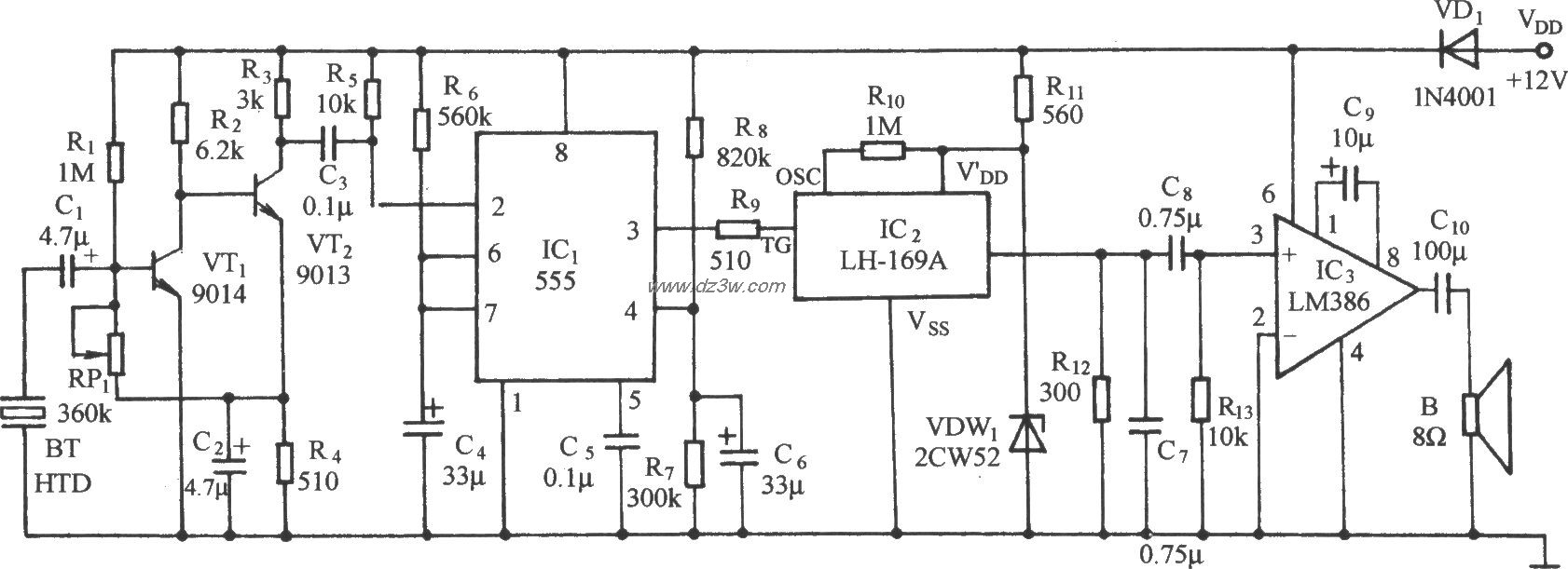 珍贵文物微振动防盗语言电路图