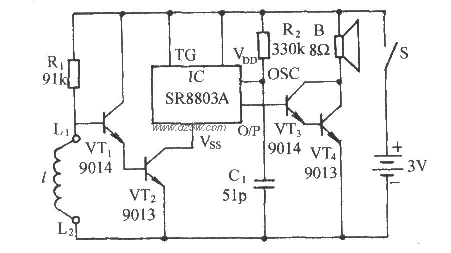 阳台门窗入侵断线呼叫器电路图