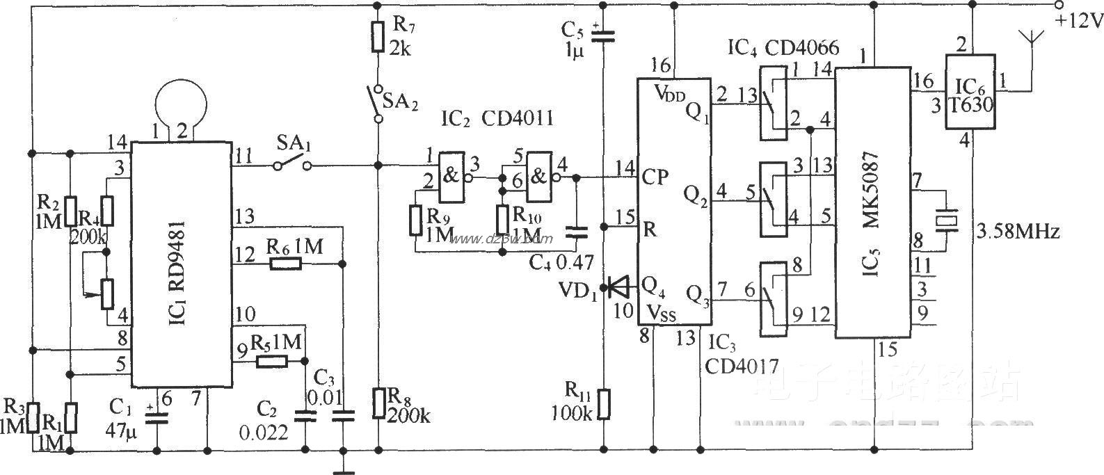 由T630/T631组成的报警电电路图