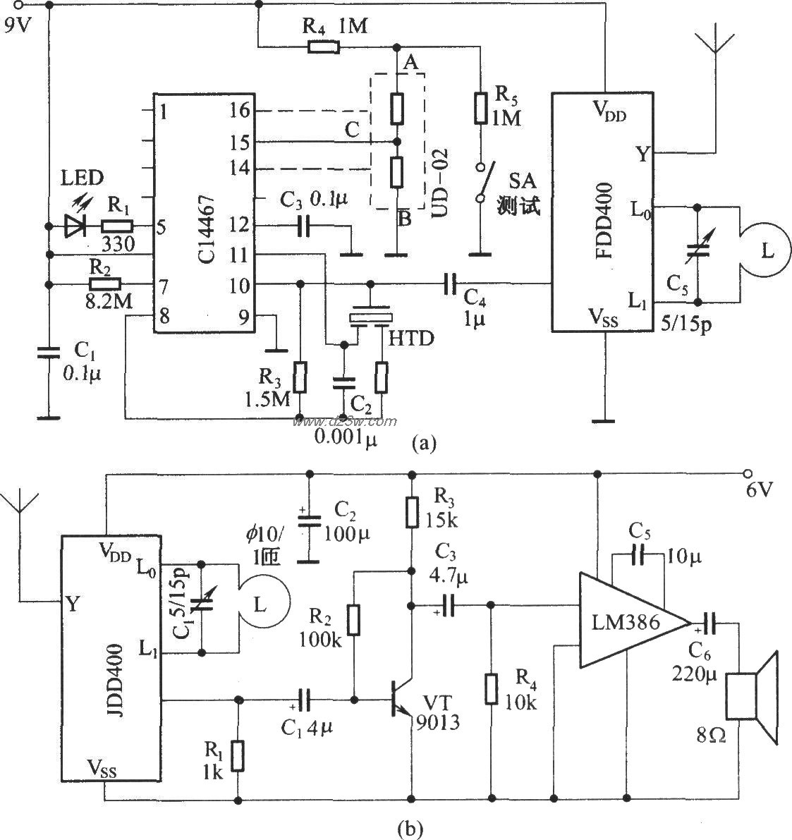 火灾监测无线电报警电路电路图