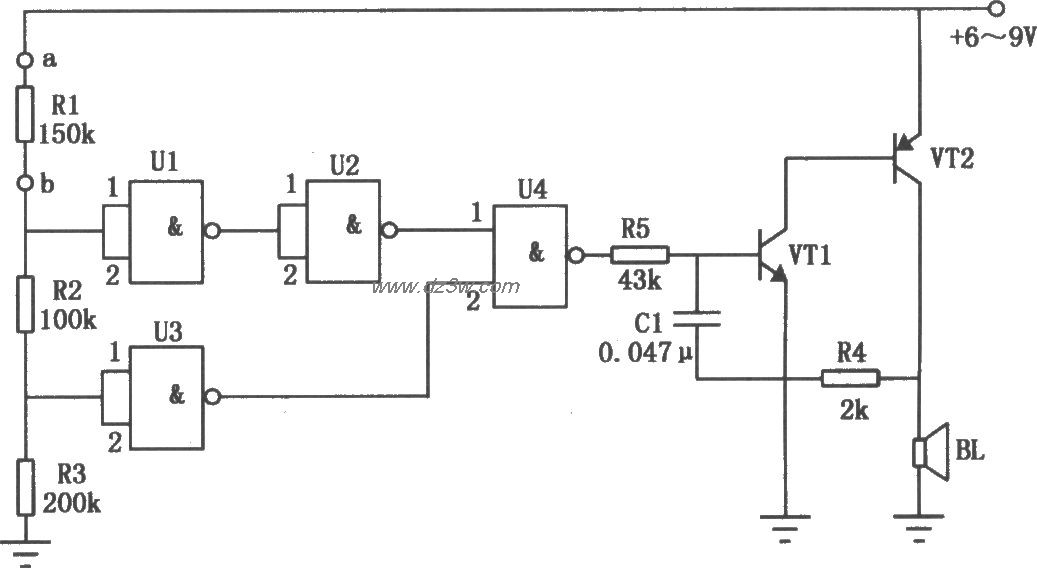 有声忘关汽车转向灯提醒电路图