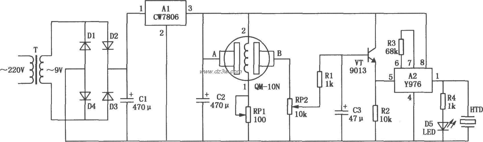 烟雾报警器电路(Y976、Q电路图