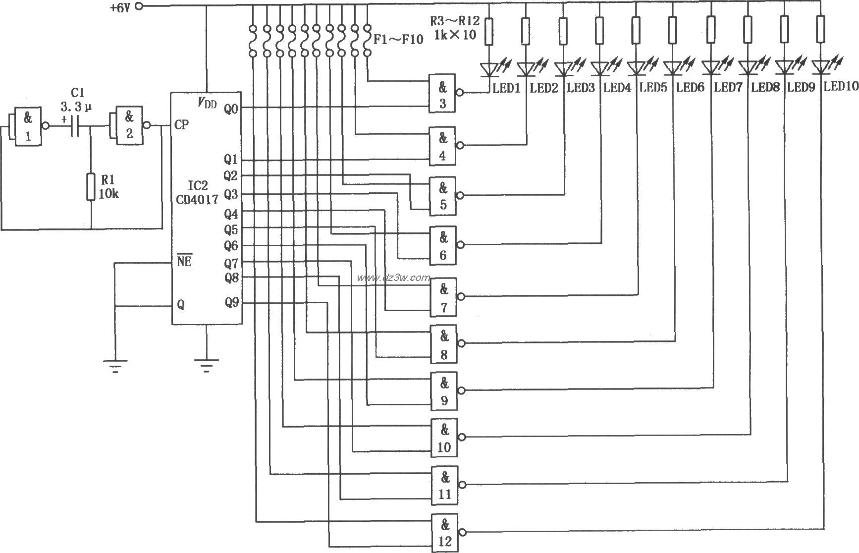 多路防盗报警监视器电路电路图