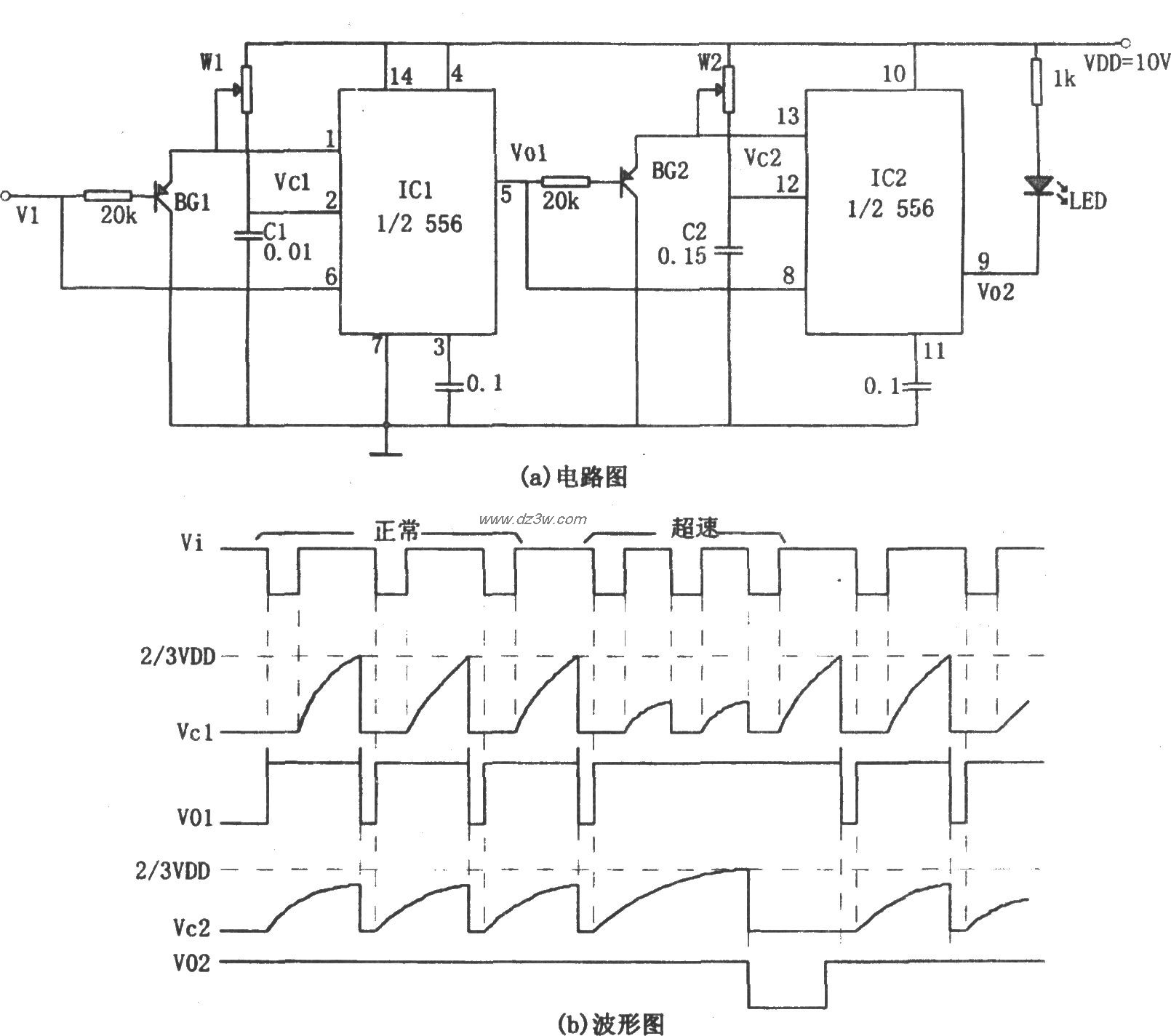 超速报警电路(556)电路图