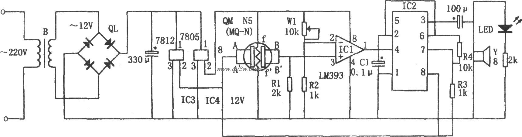 可燃气体报警电路一(781电路图