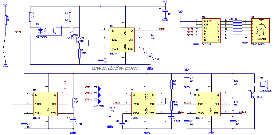 简易多功能报警器电路图电路图