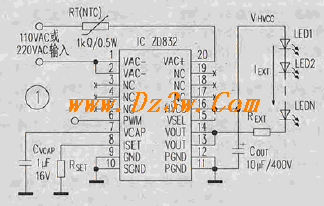 简易无变压器恒流LED驱动电路图