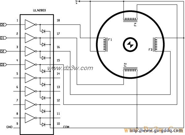 用ULN2803的步进电机驱动电路图