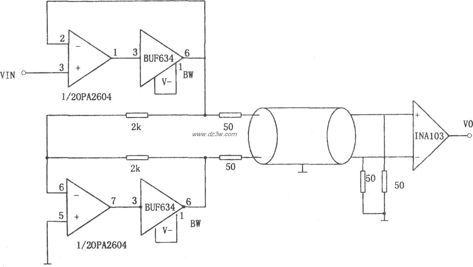 单端输入变为差动输入馈电路图