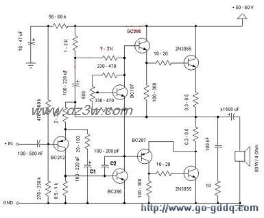 三极管2N3055功率放大器电路图