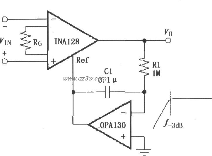 由INA128构成的交流耦合电路图