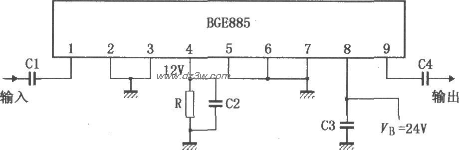 860MHz增益上拉放大器BG电路图