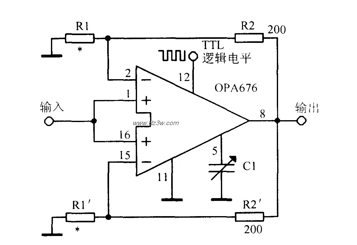 使用宽带开关输入运算放电路图