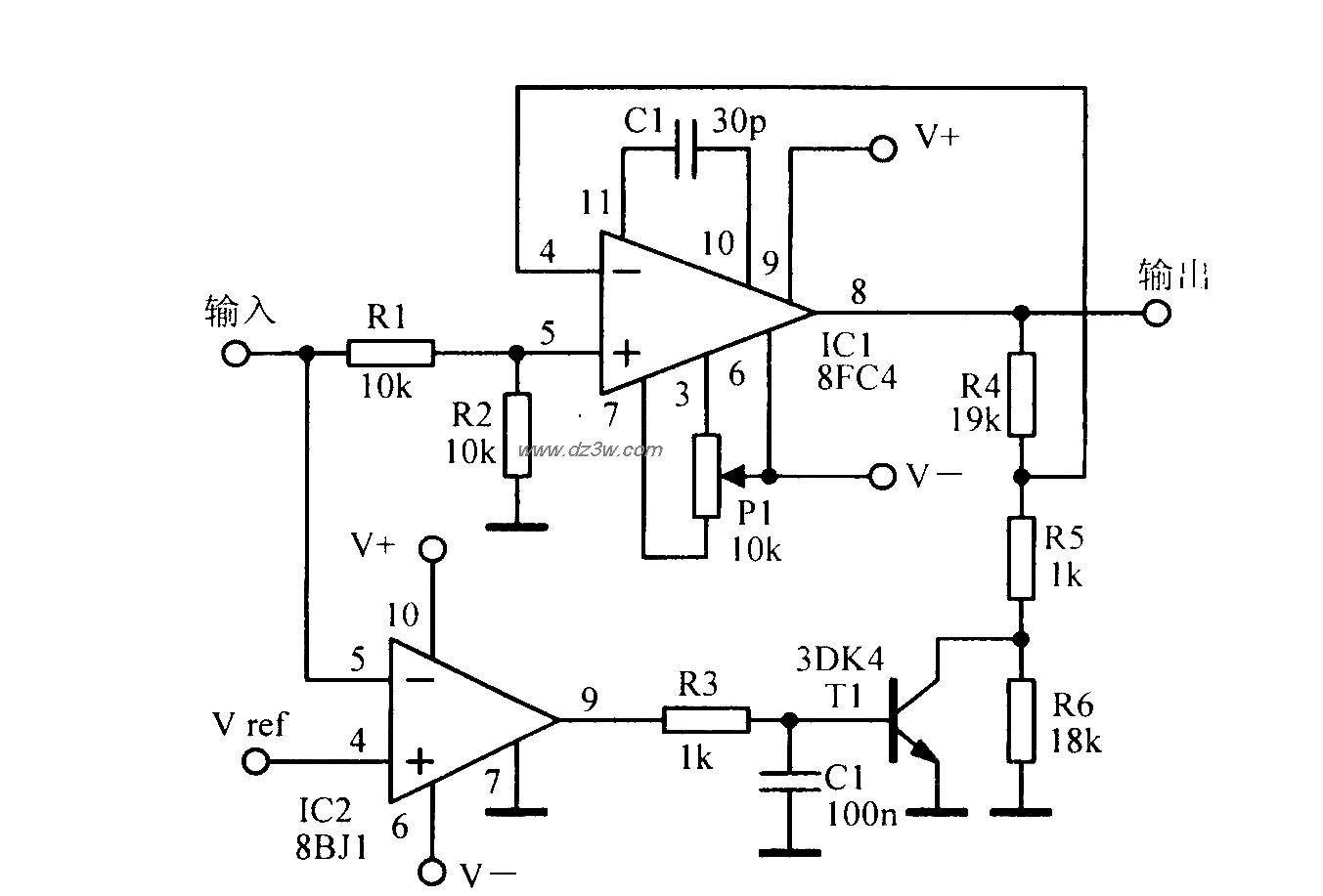 增益自动转换放大电路电路图