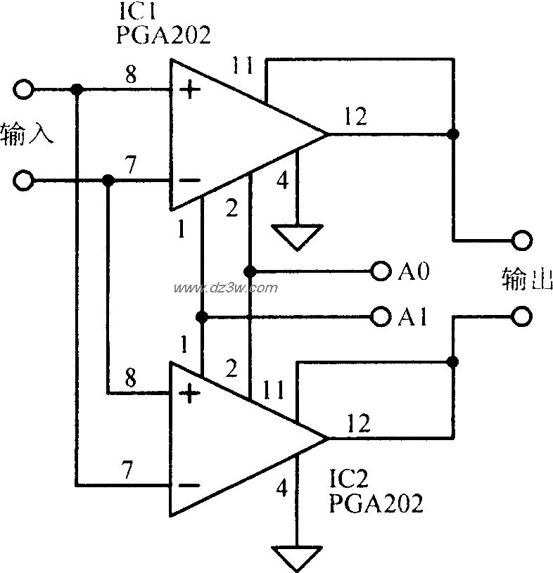增益可编程差动输入－－电路图