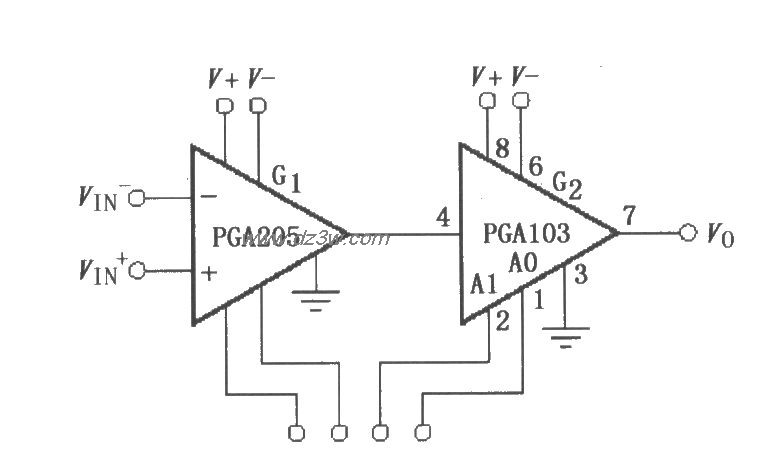 由PGA103构成的可编程增电路图