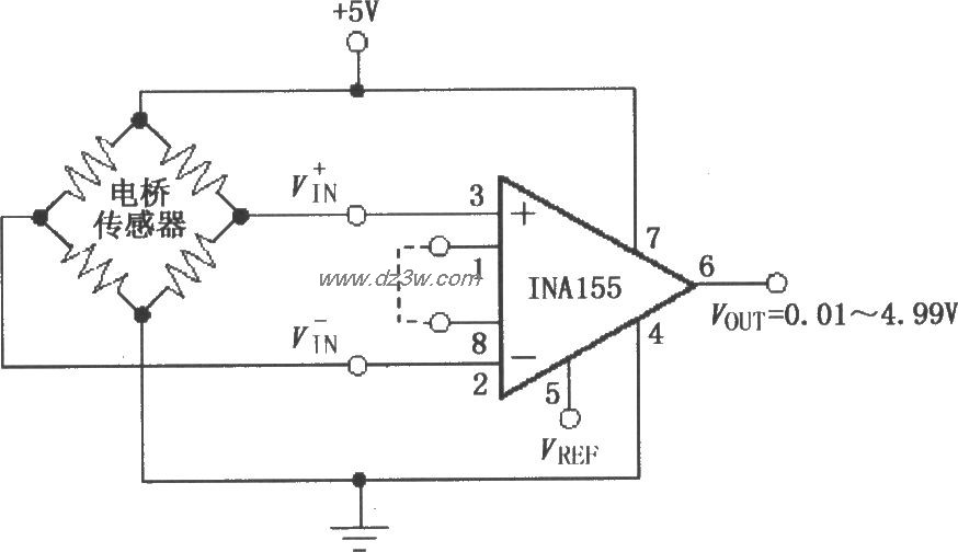由INA155构成的电阻电桥电路图