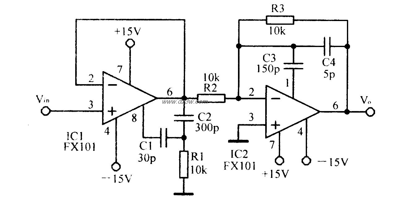 高输入阻抗高速倒相放大电路图