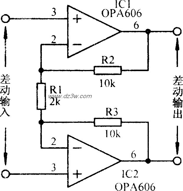 宽带差动输入－－输出放电路图