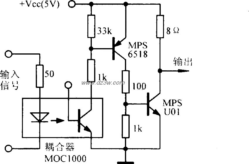 光电隔离脉冲放大电路电路图