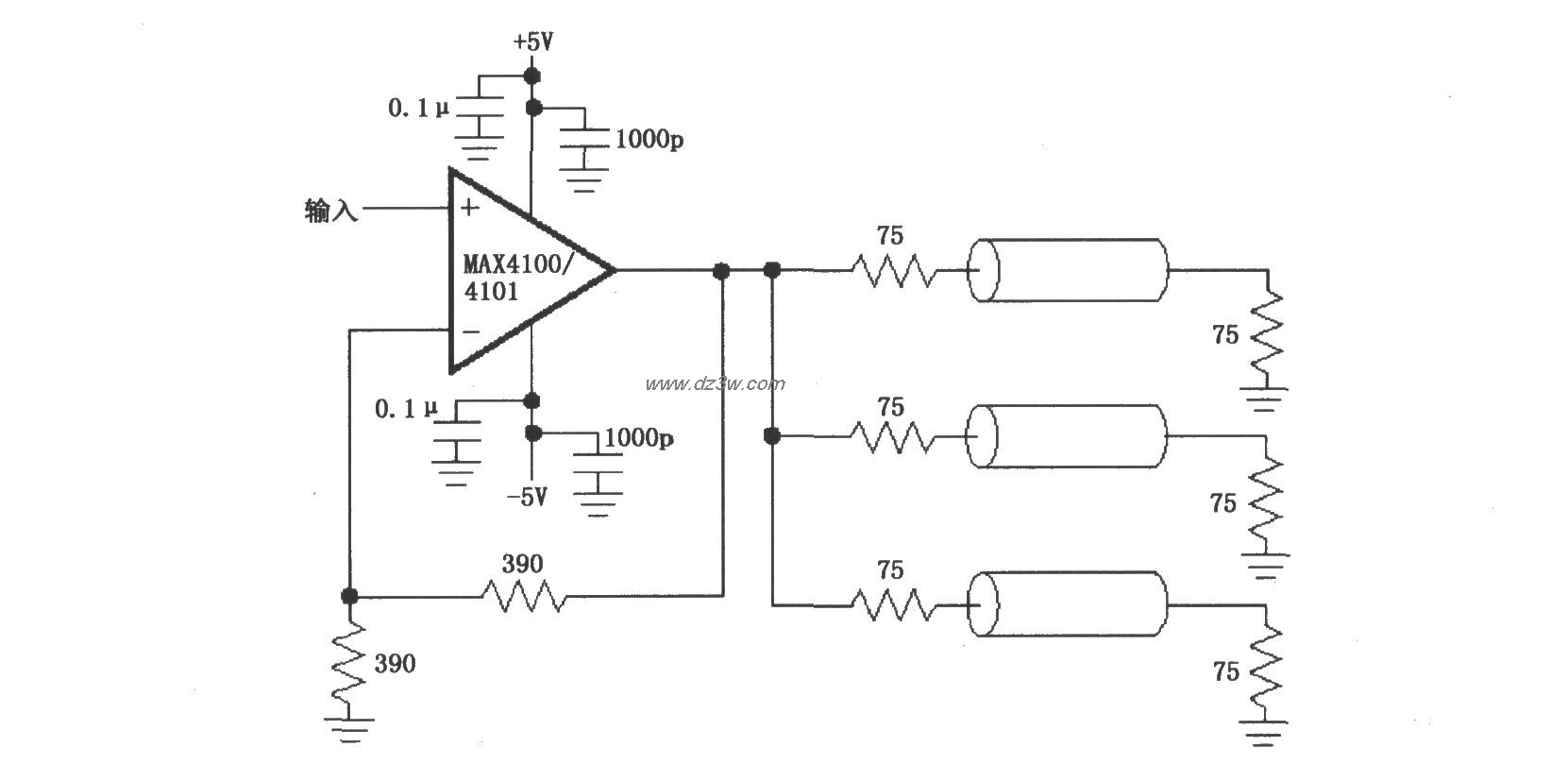 由MAX4100／4101构成的视电路图