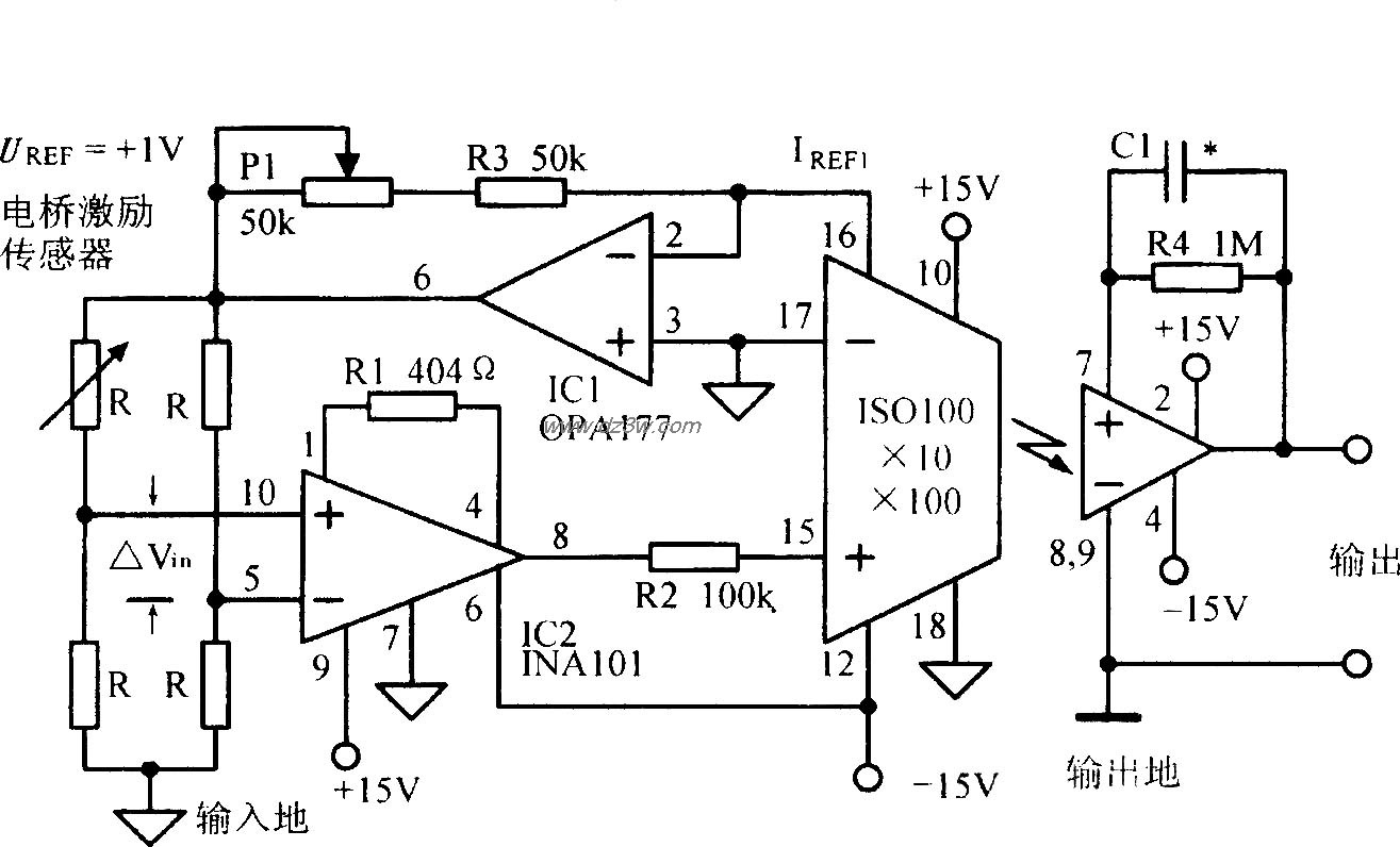 精密电桥隔离放大电路电路图