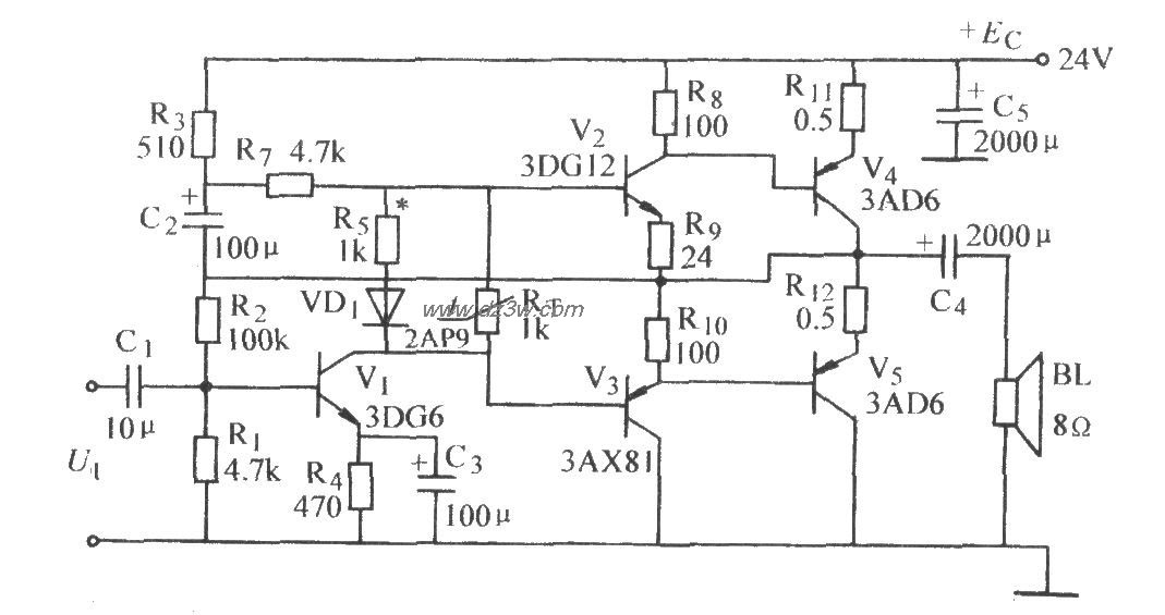 互补对称功率放大电路电路图