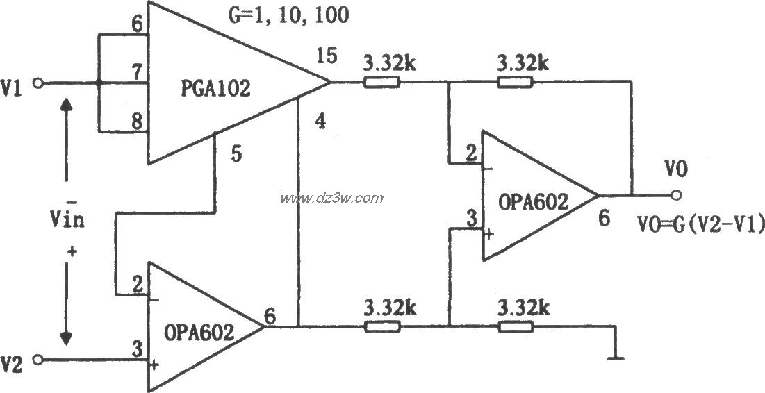 增益可编程高速仪用放大电路图
