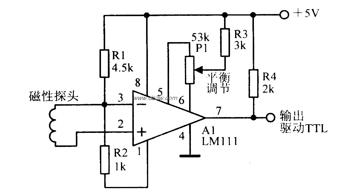 磁性传感前置放大电路电路图