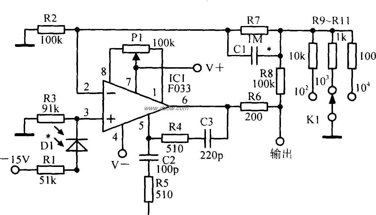 光敏信号放大电路电路图