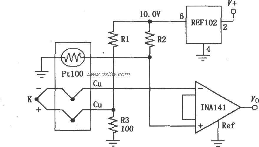 由INA141构成具有冷端补电路图