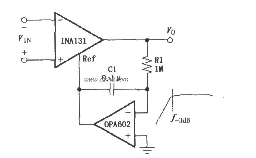 由INA131构成的交流耦合电路图