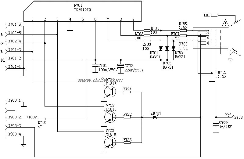 视放电路：TDA6108电路图
