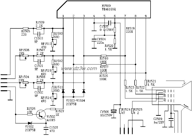 视放电路：TDA6103电路图