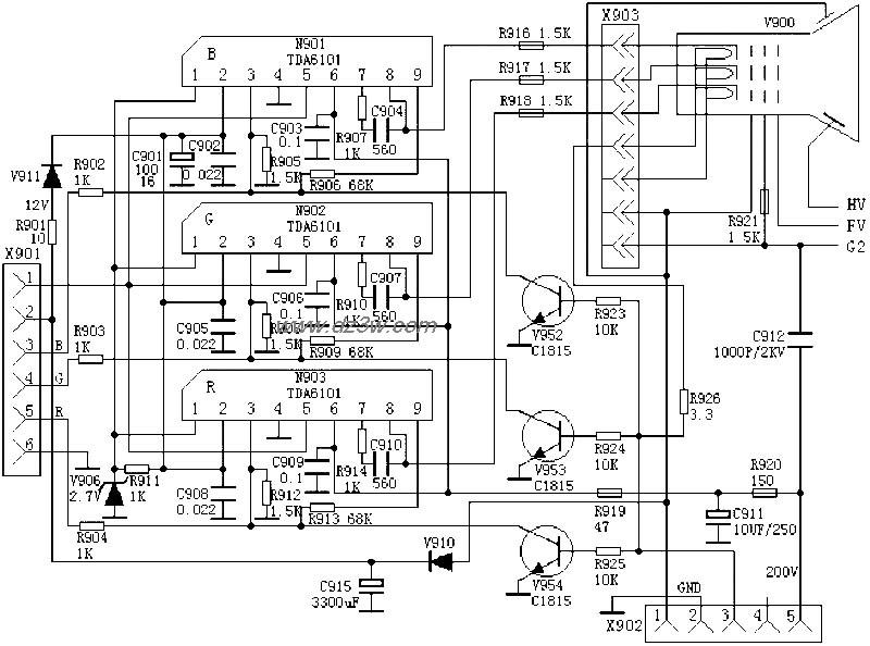 视放电路：TDA6101电路图
